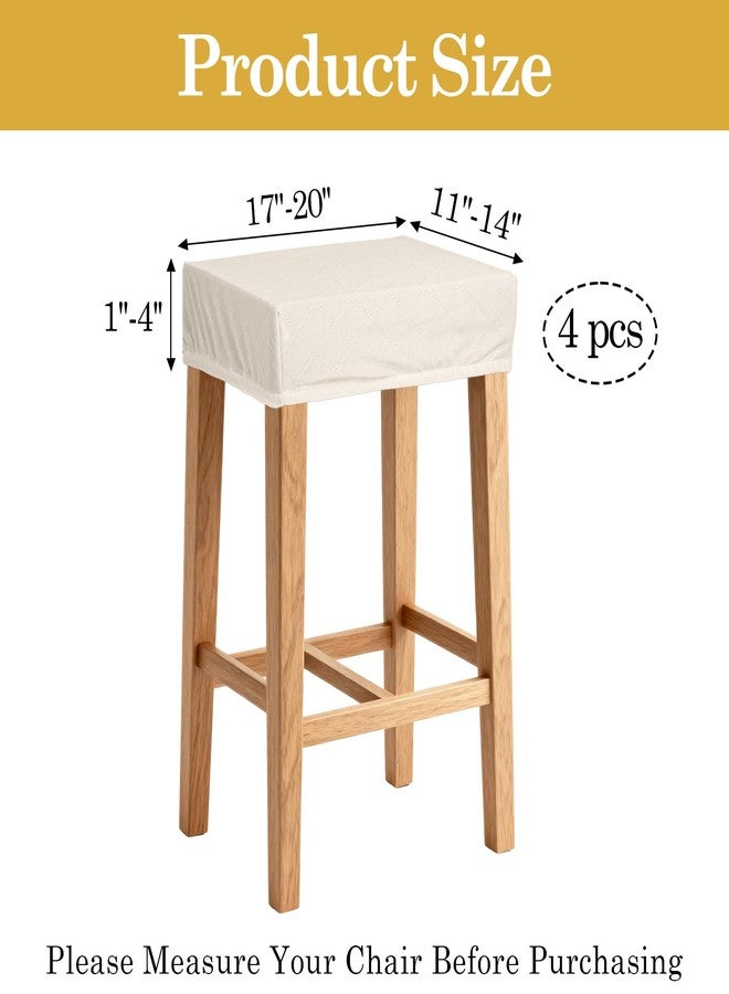 Klmnop مجموعة أغطية كراسي بار مستطيلة قابلة للتمدد والغسل من Klmnop، 4 قطع، مزودة بأربطة مطاطية، مناسبة لكراسي البار/كراسي المطبخ/كراسي جزيرة المطبخ/كراسي السرج (بيج) - Image 3